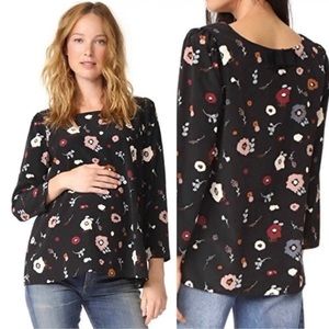Hatch Collection Lola Black Floral Maternity Blouse O/S